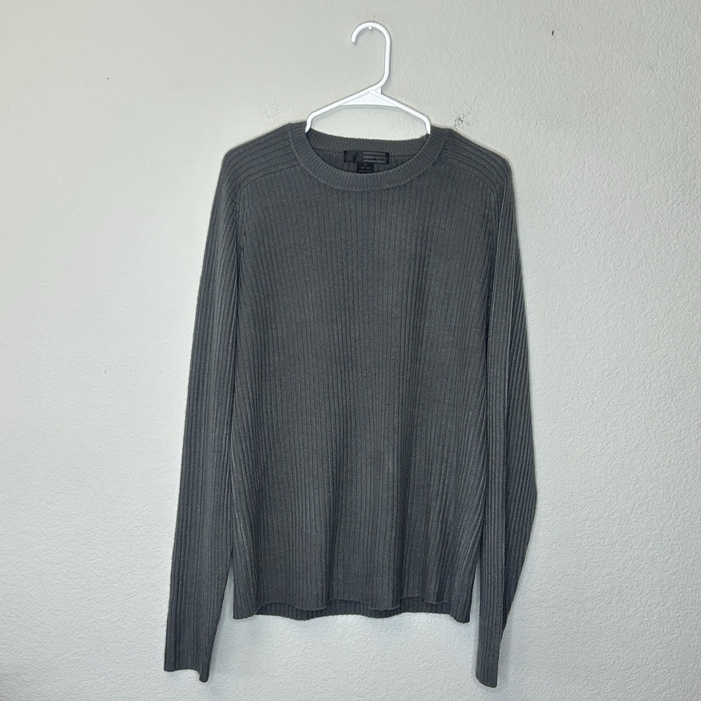 Vintage BC Ethic Life of Leisure Gray Ribbed Crewneck Sweater Men's Size Large L